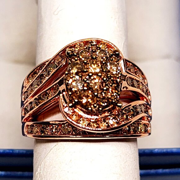 Natural Champagne Diamond ring in 14K RG vermeil over 925 Sterling sz 7 2.00tcw - Picture 4 of 6